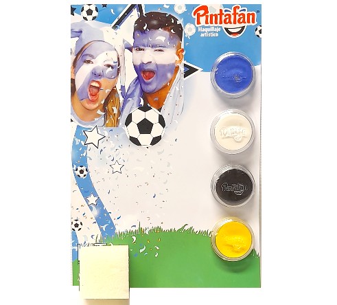 KIT MAQUILLAJE ARTISTICO AZUL AMARILLO BLANCO Y NEGRO ( 8 GR) + ESPONJA